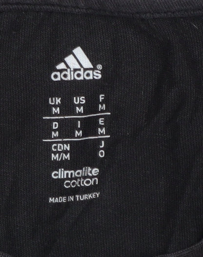 Brand and care label for adidas Men's Black Medium Logo Crew Neck T-Shirt