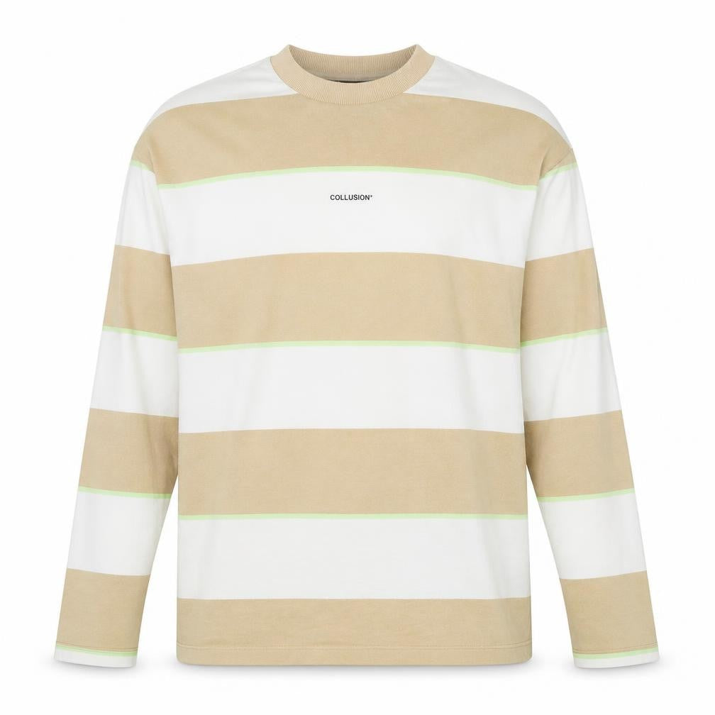 Collusion Men’s Beige Striped Pullover Sweatshirt M