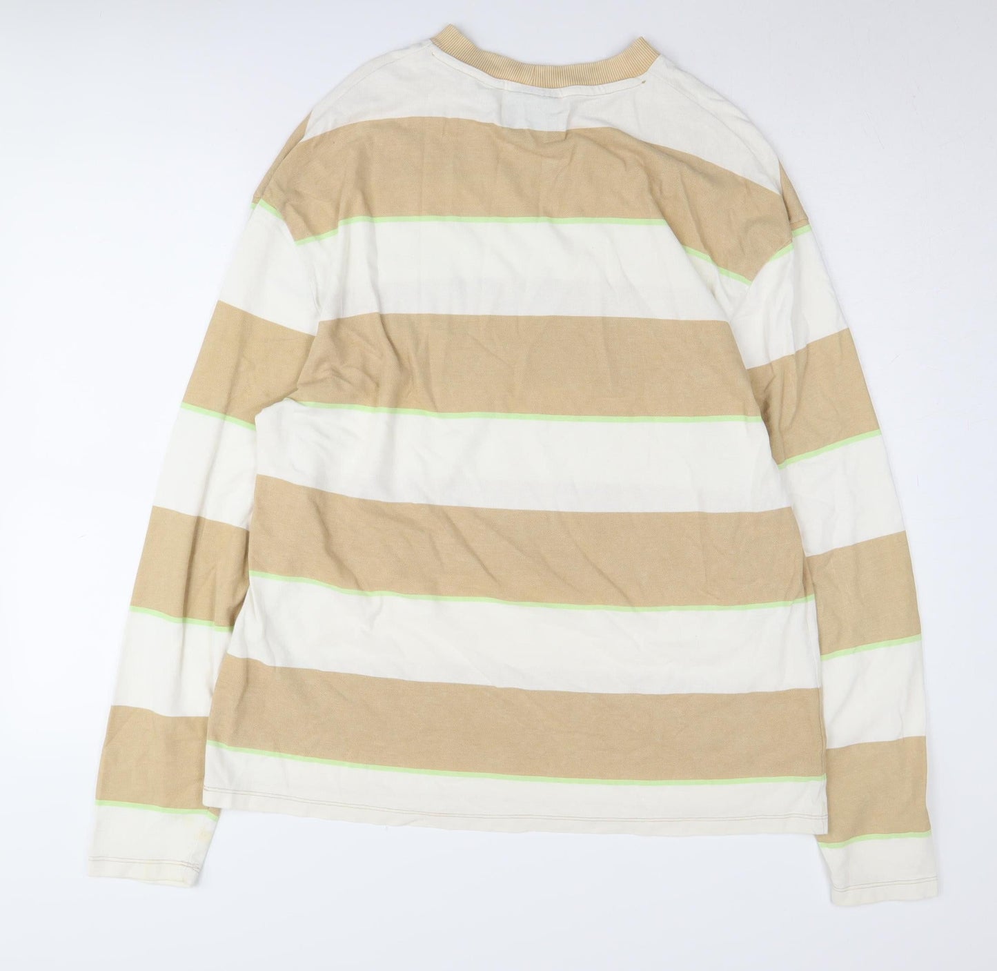 Collusion Men’s Beige Striped Pullover Sweatshirt M