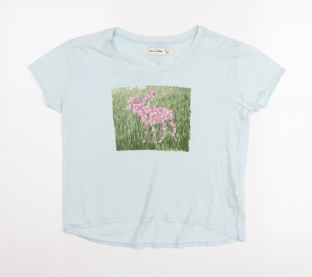 Additional front view of Abercrombie & Fitch girls’ blue graphic print t-shirt -, size 12, years