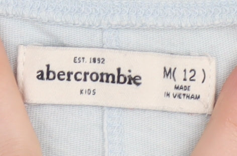 Brand and care label for Abercrombie & Fitch girls’ blue graphic print t-shirt -, size 12, years