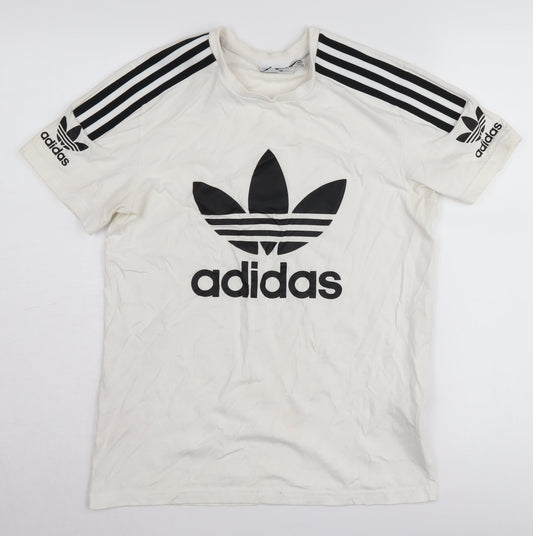 adidas Women's White T-Shirt, Size 4, Casual Style