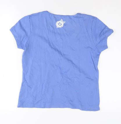 Dash Women's Blue Floral T-Shirt Size 10