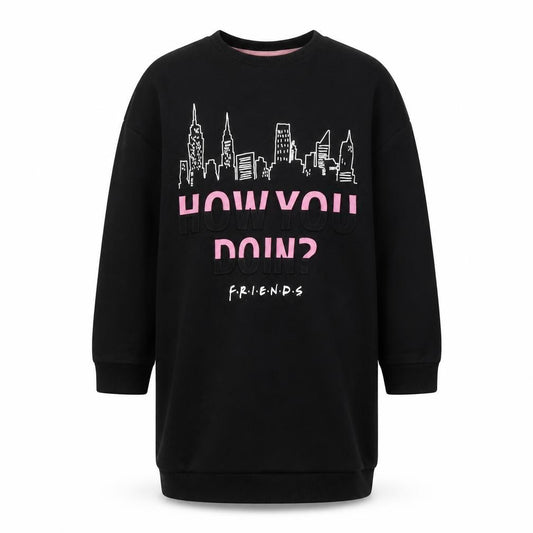 George Girls Black 'Friends' Tunic Sweatshirt 5-6 Years
