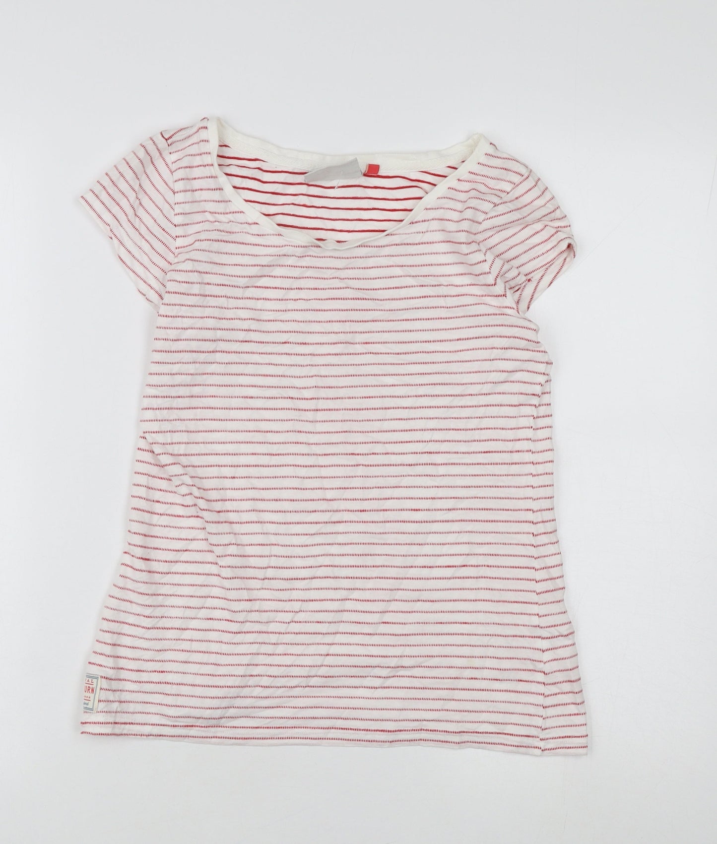 Brakeburn Women's Red Striped Cotton T-Shirt Size 8