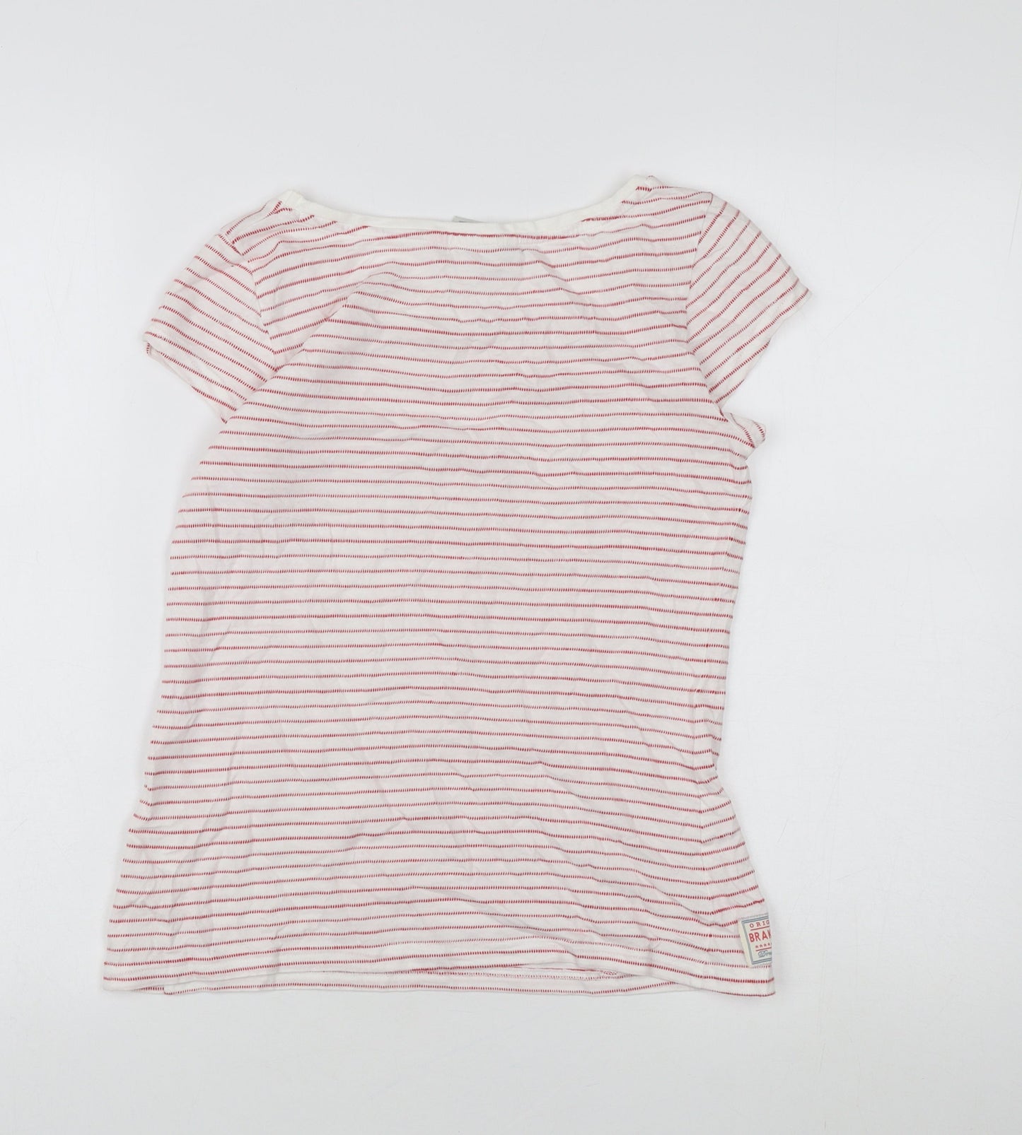 Brakeburn Women's Red Striped Cotton T-Shirt Size 8