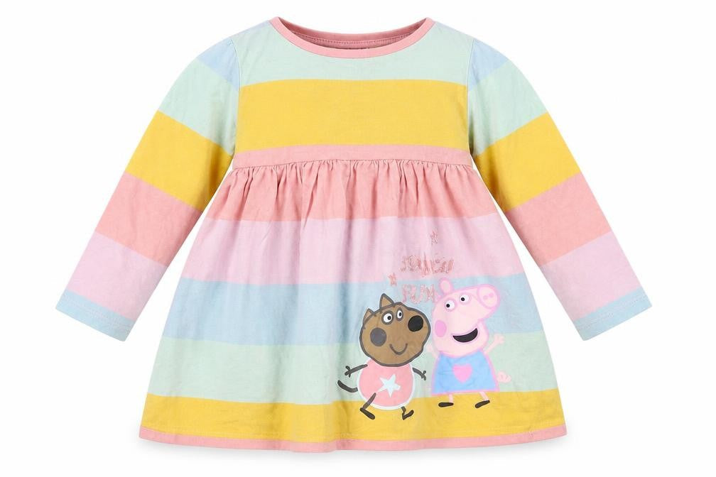 Peppa Pig Girls Multicoloured A-Line Dress, 5 Plus, Casual Fun