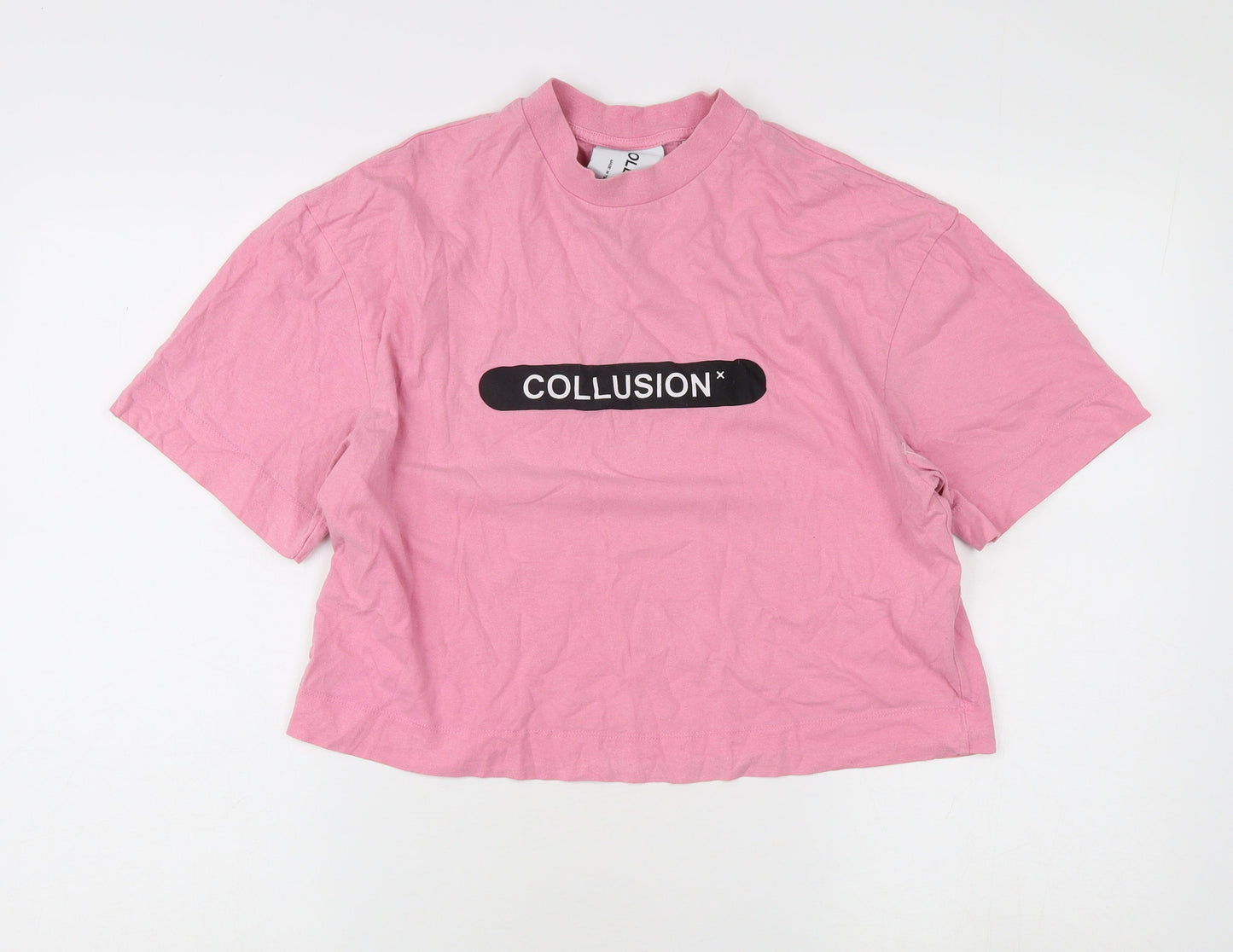 Collusion Women's Pink Crew Neck T-Shirt Size S