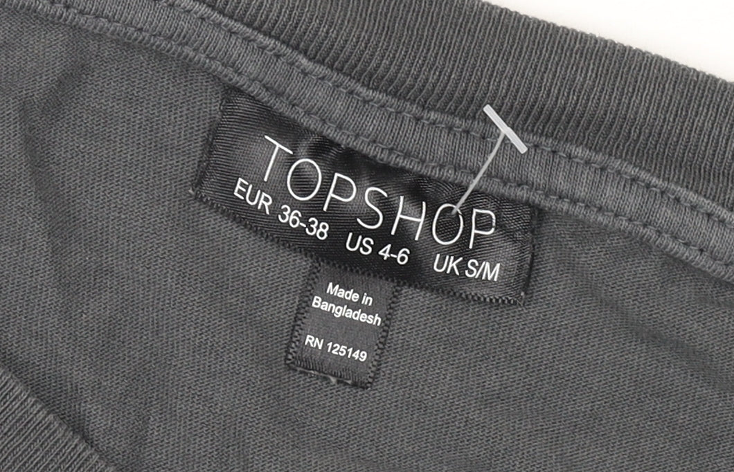 Topshop Women's Grey Basic Crew Neck T-Shirt M