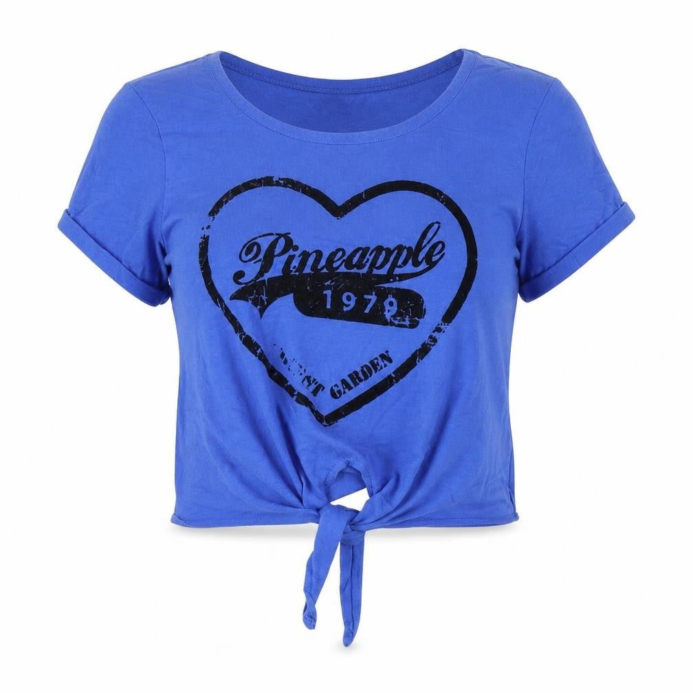 Pineapple Women's Blue Cropped T-Shirt, L