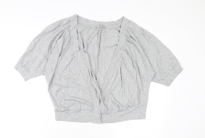 Marks & Spencer Women's Grey Cropped Button-Up Top, Size 16