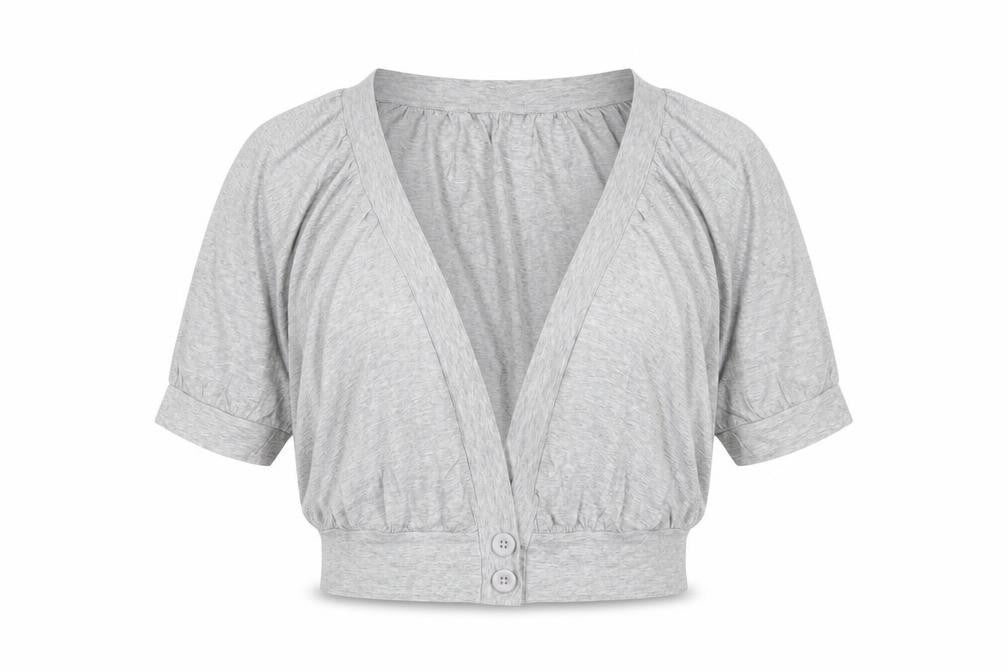 Marks & Spencer Women's Grey Cropped Button-Up Top, Size 16