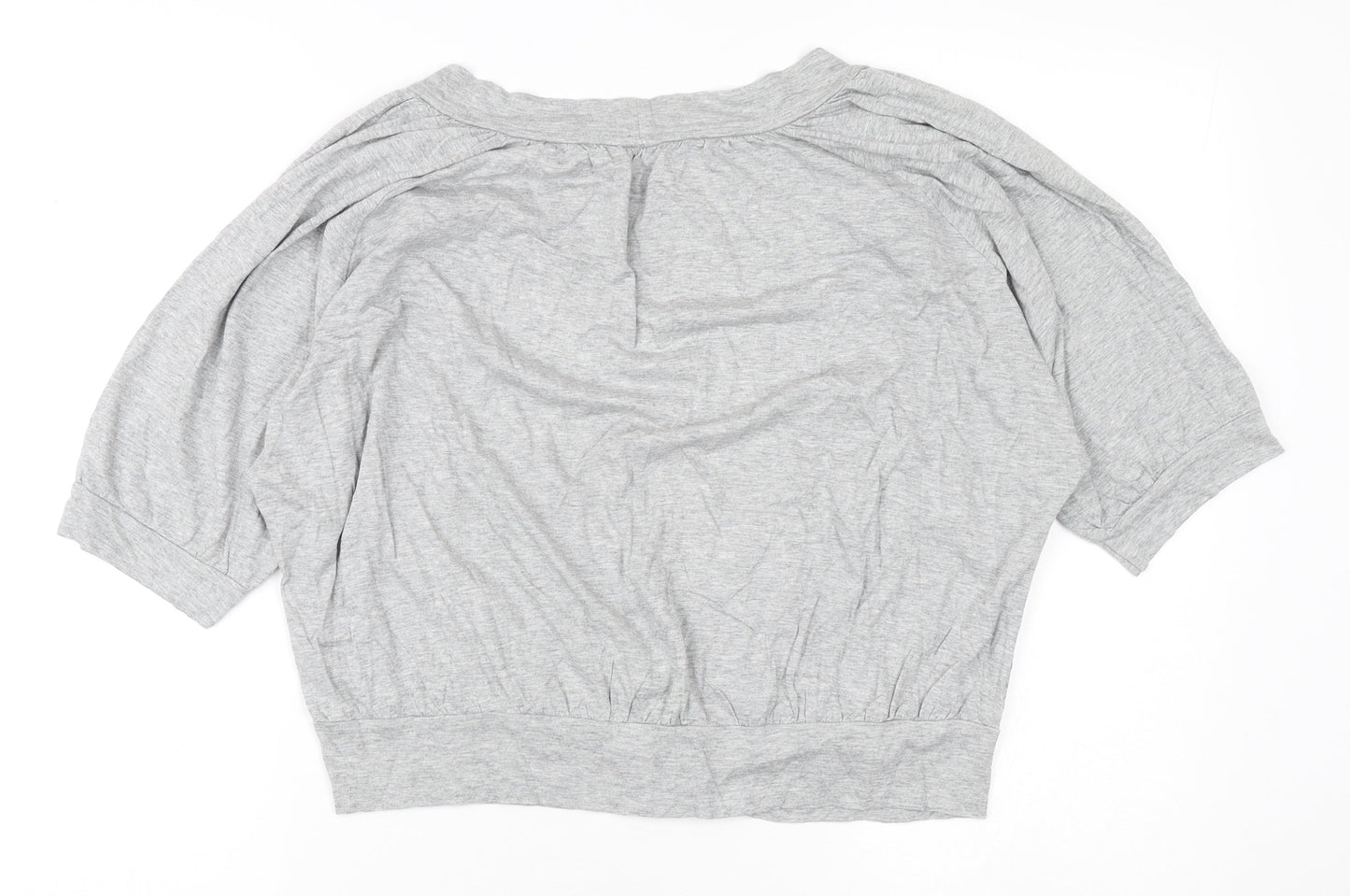Marks & Spencer Women's Grey Cropped Button-Up Top, Size 16