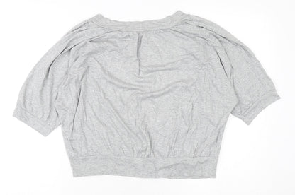 Marks & Spencer Women's Grey Cropped Button-Up Top, Size 16