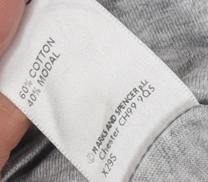 Marks & Spencer Women's Grey Cropped Button-Up Top, Size 16