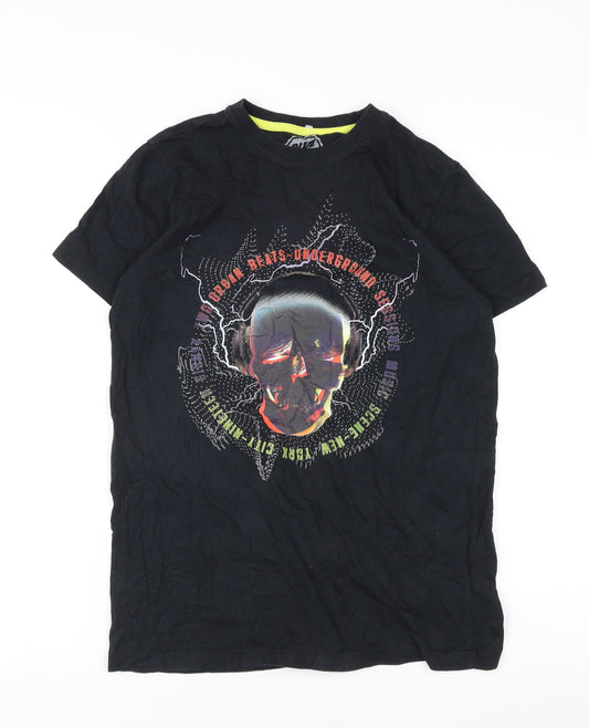 Blue Zoo Boys Black Graphic Music T-Shirt, 13-14 Years, Regular Fit
