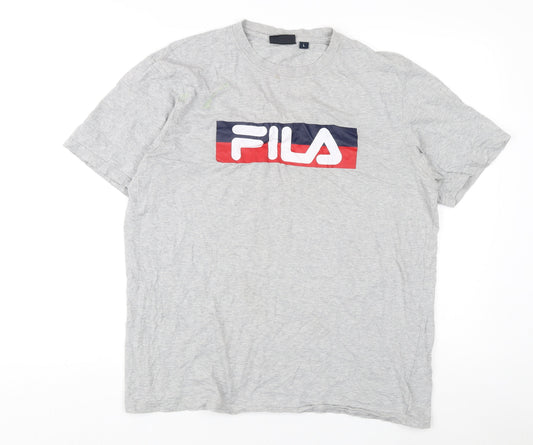 Fila Men's Grey Crew Neck T-Shirt L Cotton Jersey