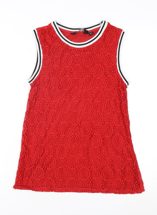 Dorothy Perkins Women Red Lace Sleeveless Top