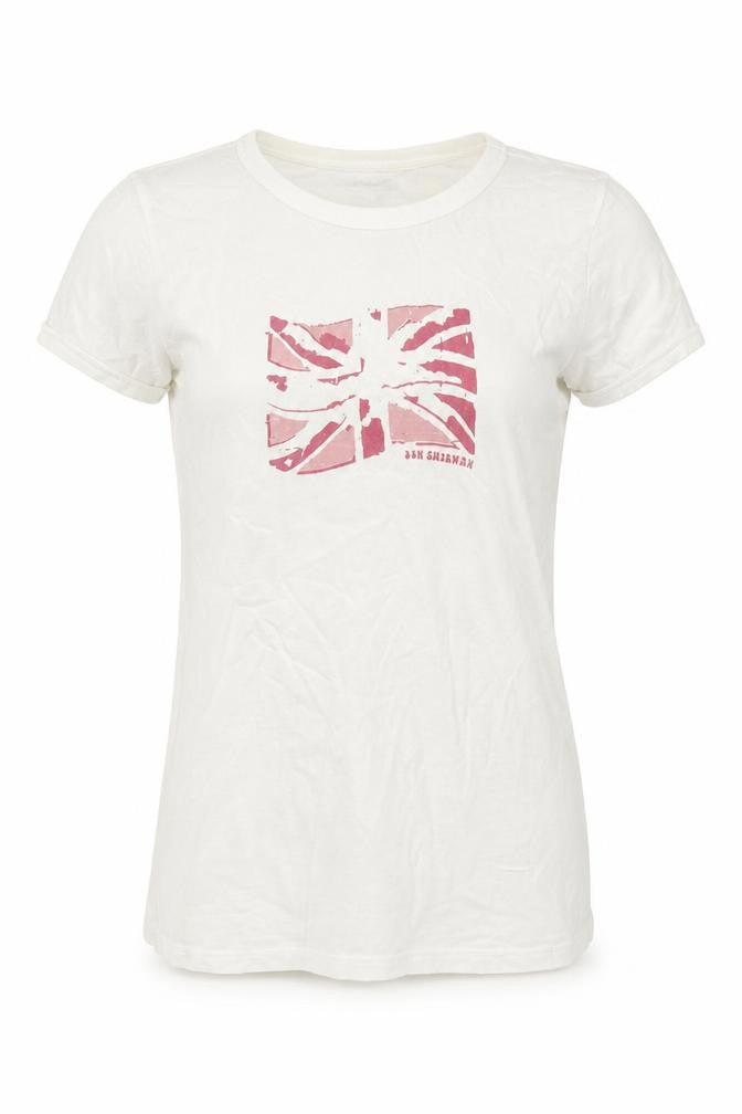 Ben Sherman Women's White T-Shirt, M, Flag Theme