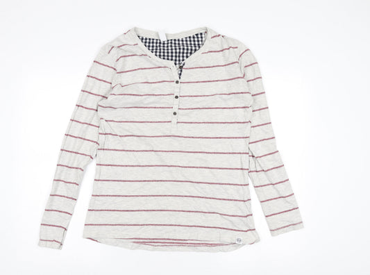 Tog Twenty Four Women's Grey Striped Henley T-Shirt Size 12