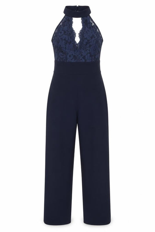 Jessica Wright Women's Black Halter Lace Jumpsuit Size 8