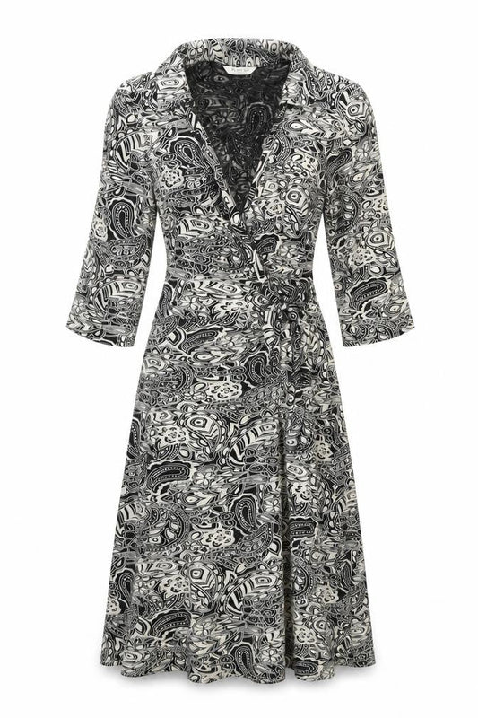 New Look Women's Black Paisley Midi Wrap Dress