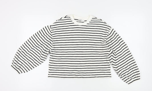 Marks and Spencer Girls Ivory Striped Pullover Sweatshirt 11-12Y