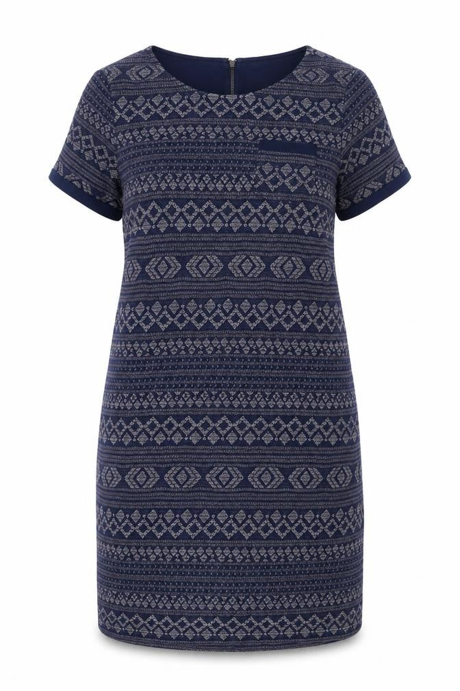 FatFace Women's Blue Geometric Sheath Dress Size 14