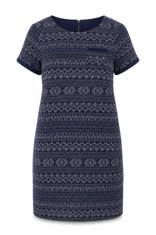 FatFace Women's Blue Geometric Sheath Dress Size 14