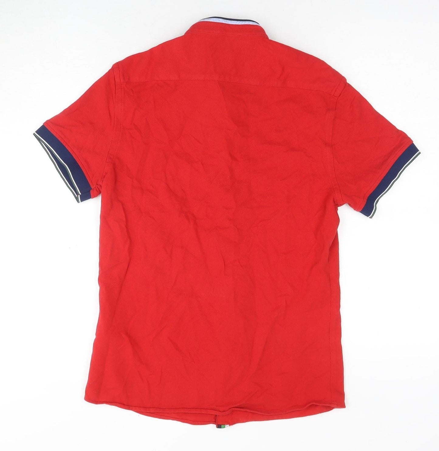 Zara Men's Red Muscle Fit Button-Up Shirt S