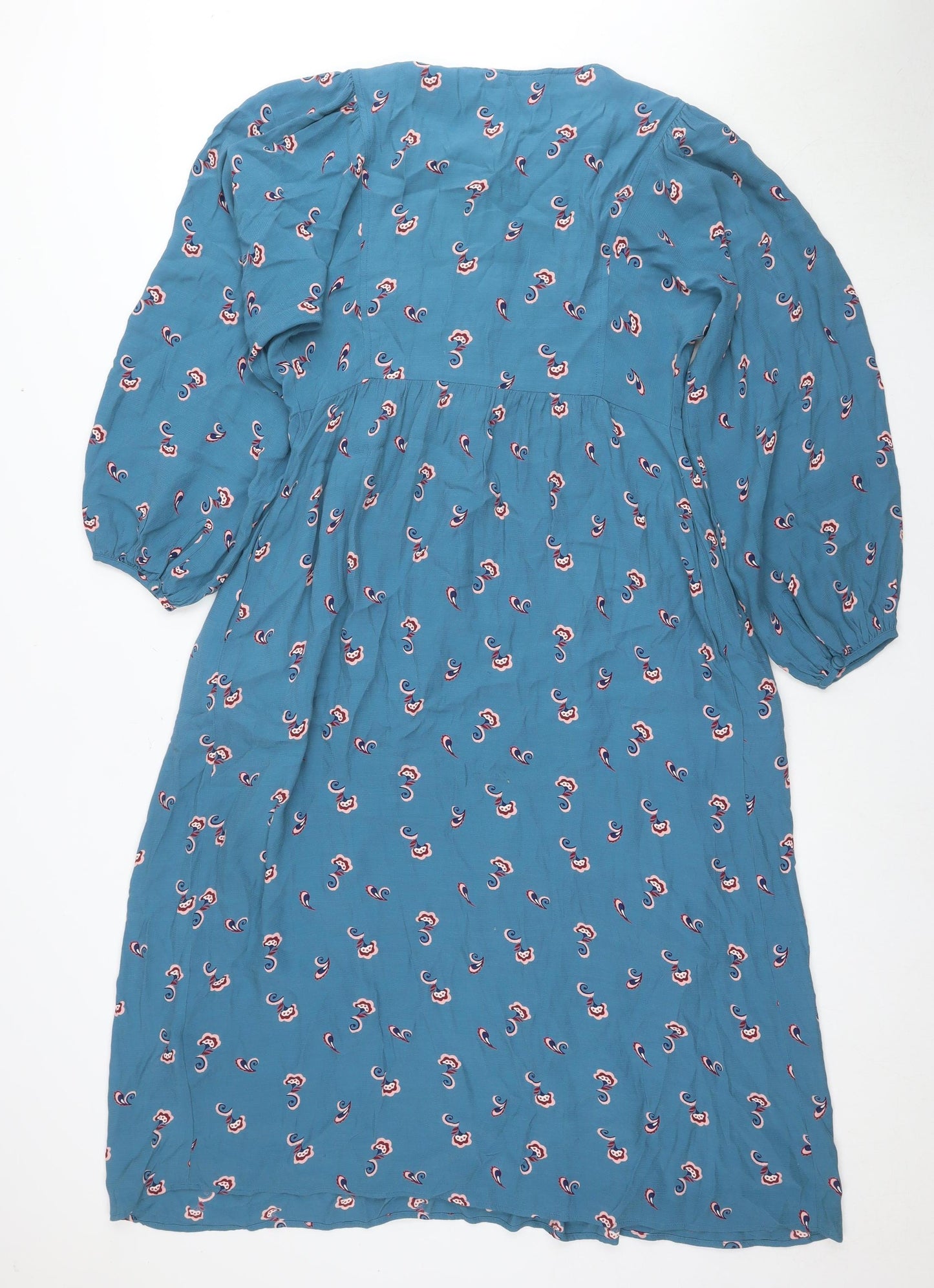 Marks and Spencer Women's Blue Paisley Dress Size 8