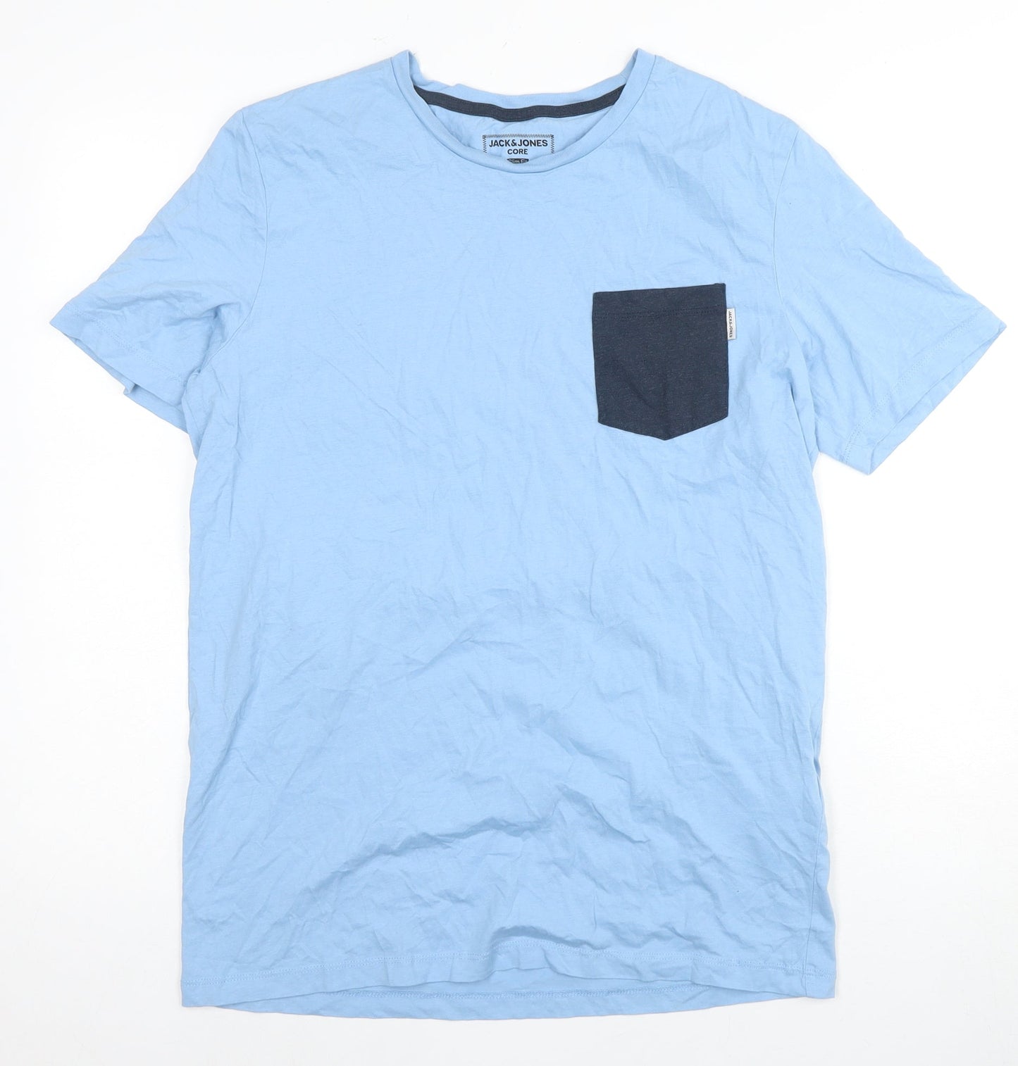 Jack & Jones Men's Blue Slim Fit T-Shirt, L
