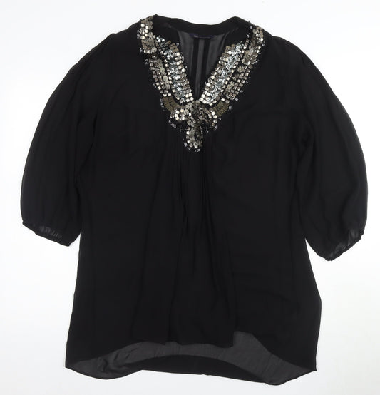M&S Collection Women’s Black Sequined Blouse XL
