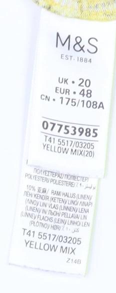 Close-up detail of Marks & Spencer Floral Yellow Blouse -, size 18