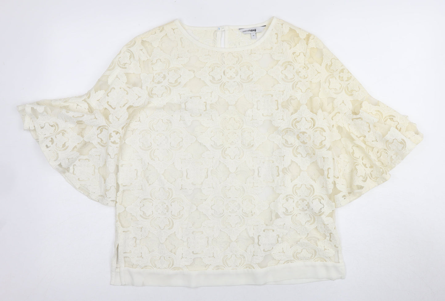 Next Women's Ivory Lace Blouse Size 10 Flutter Sleeve