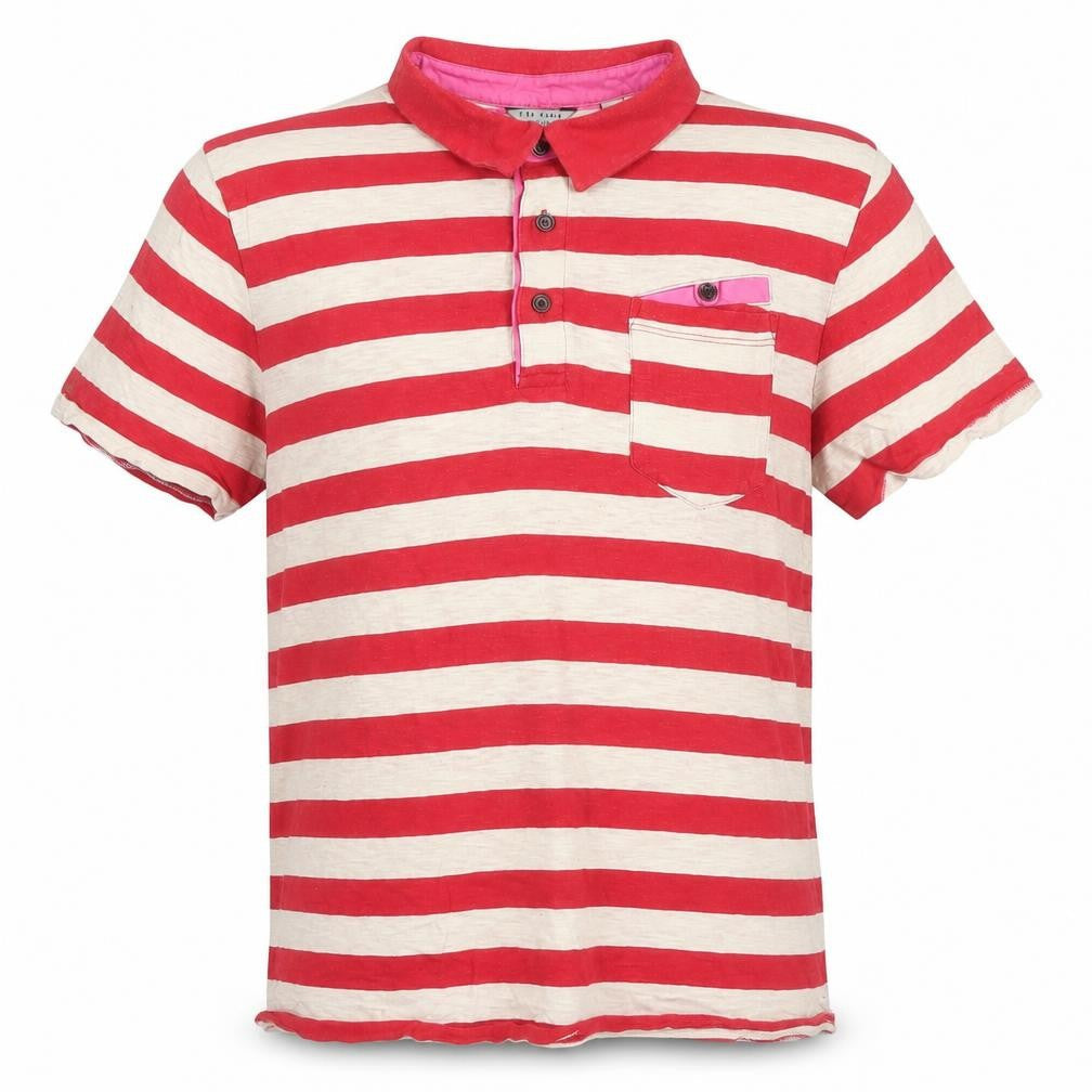 Ted Baker Men's Red Striped Polo Shirt Size 4