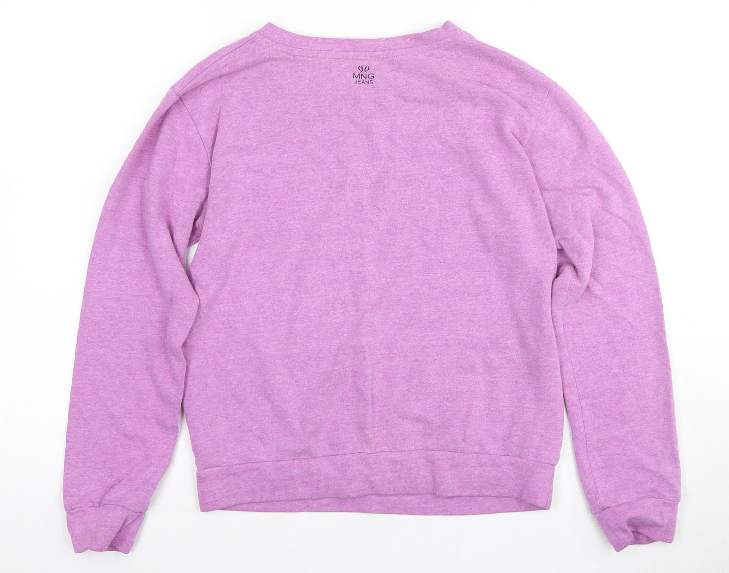 Mango Women's Purple Floral Graphic Pullover Sweatshirt