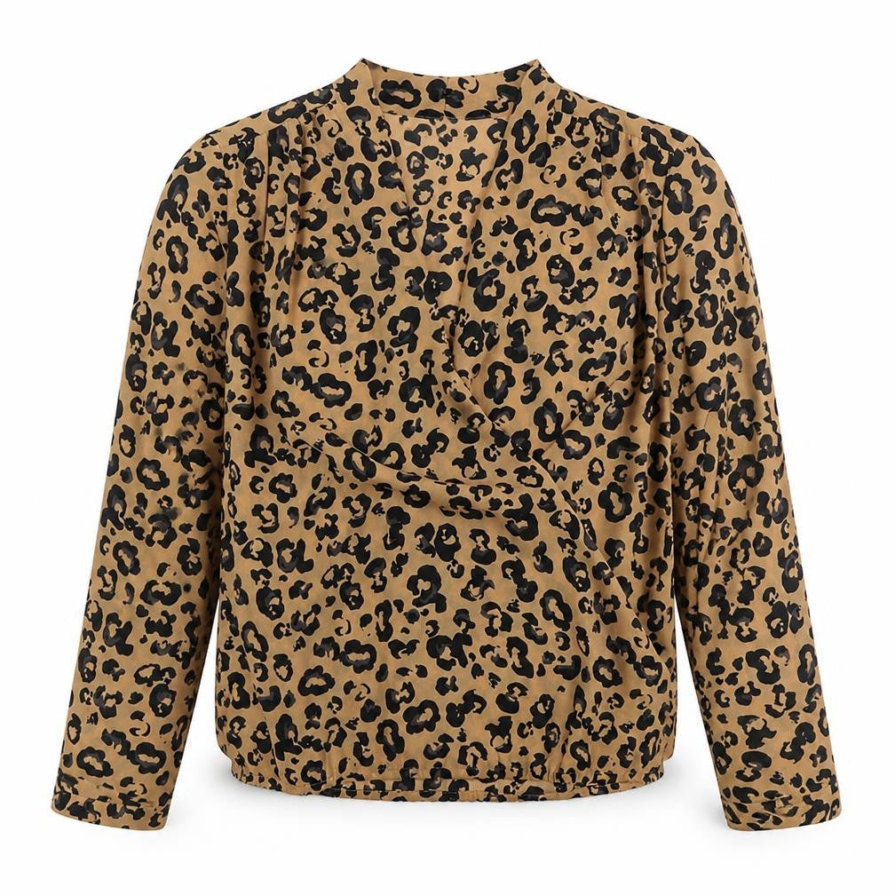 VERO MODA Women's Beige Leopard Print Blouse S