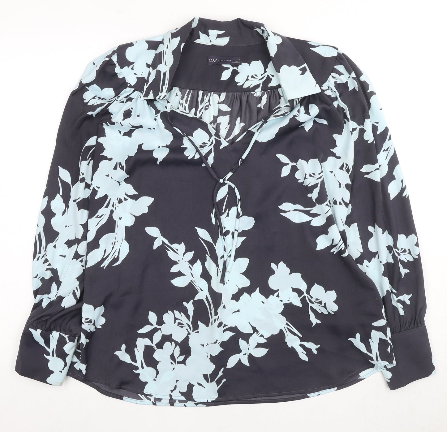 Marks and Spencer Women's Black Floral Blouse Size 12