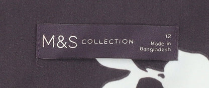 Marks & Spencer Women's Black Floral Blouse Size 12
