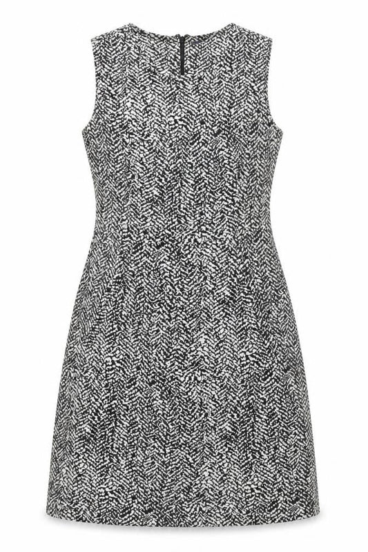 Lands' End Women's Black Geometric Sheath Dress, Size 12