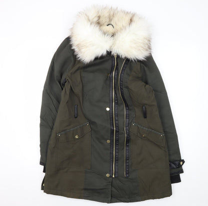 River Island Women's Green Parka Coat Size 12