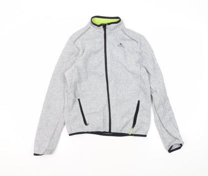 Additional front view of Quechua boys’ grey fleece basic jacket 11-12 years