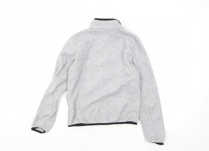 Back view of Quechua boys’ grey fleece basic jacket 11-12 years