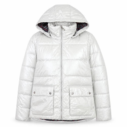 Lands' End Women's Silver XS Puffer Jacket - Petites