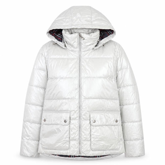 Lands' End Women's Silver XS Puffer Jacket - Petites