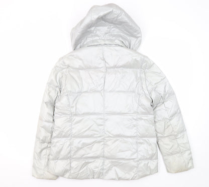 Lands' End Women's Silver XS Puffer Jacket - Petites