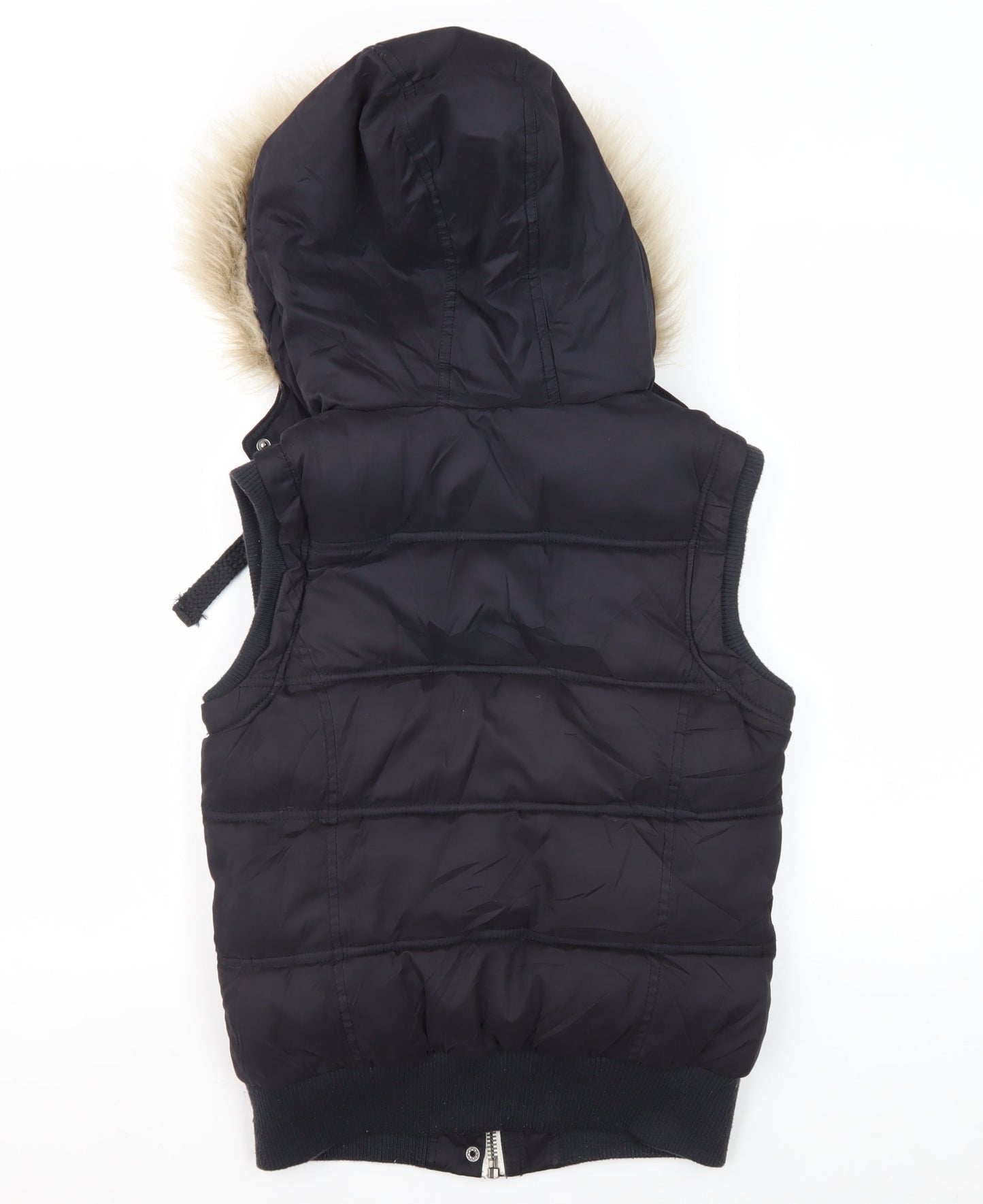 New Look Women's Black Puffer Waistcoat, Size 10, Hooded, Casual