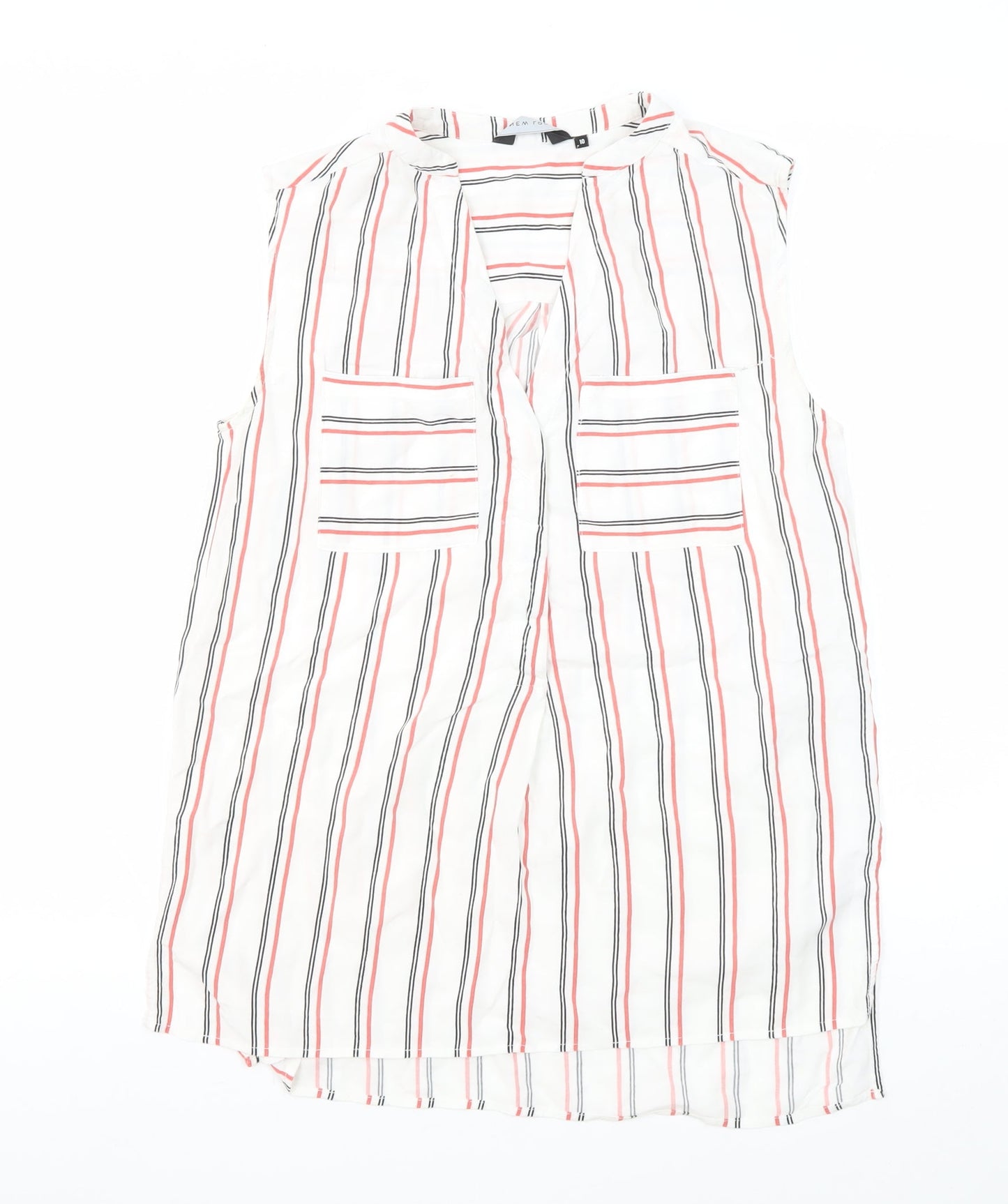 New Look Women's Striped Sleeveless V-Neck Blouse Size 10