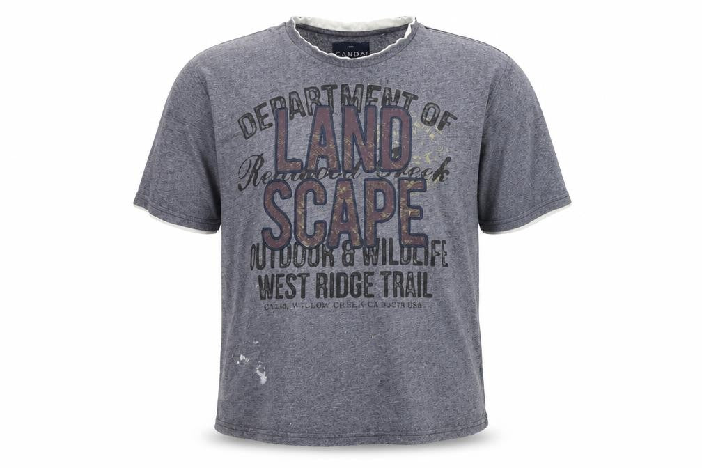 C&A Men's Grey Outdoor Graphic Regular Fit T-Shirt 2XL